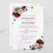 赤素朴のエレガントフローラ 招待状 (正面/裏面)