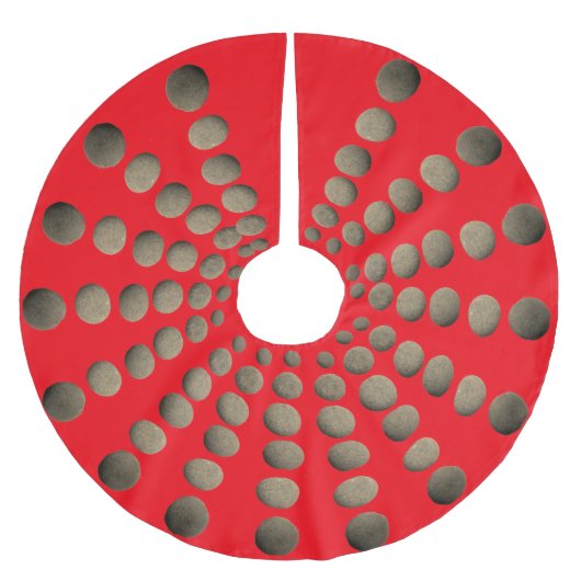 赤素朴の上の石の曼荼羅 ブラッシュドポリエステルツリースカート (正面)