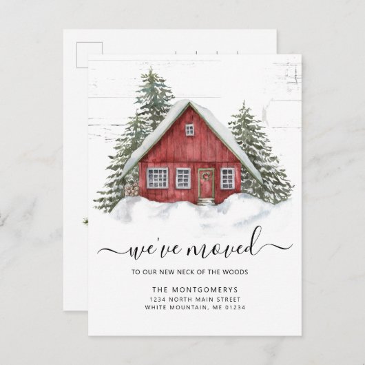 赤素朴の農家の首が動く 案内ポストカード (正面/裏面)