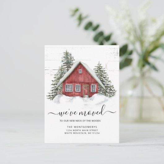 赤素朴の農家の首が動く 案内ポストカード (スタンド正面)