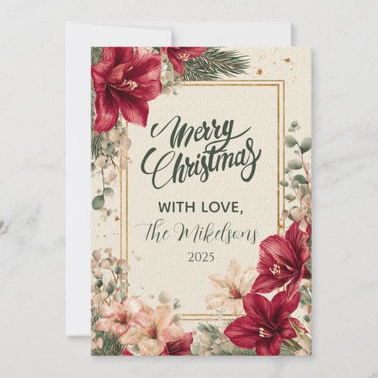 赤素朴アマリリス・クリスマス シーズンカード (正面)