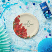 赤素朴アマリリス・クリスマス ペーパープレート (パーティー)