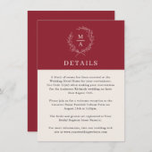 赤素朴エレガントシンプルモノグラム詳細 エンクロージャーカード (正面/裏面)