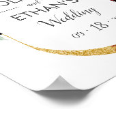 赤素朴エレガントローズフローラ金ゴールドホワイト結婚ズ ポスター (角)