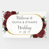 赤素朴エレガントローズフローラ金ゴールドホワイト結婚ズ 横断幕 (横)