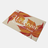 赤素朴エレガント紅葉歓迎 ドアマット (アングル)