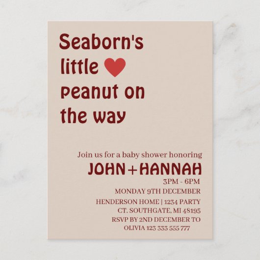 赤素朴カスタムちゃんシャワーの途中の小さなピーナッツ ポストカード (正面)