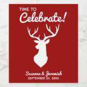 赤素朴カントリーバックディアシルエット結婚ズ ワインラベル (シングルラベル)