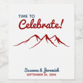 赤素朴カントリー結婚マウンテンズ ワインラベル (シングルラベル)