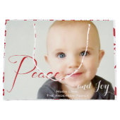 赤素朴キツネ模様クリスマスファミリーの写真 ラージペーパーバッグ (正面)