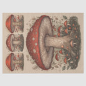 赤素朴キノコフォークアートデカップクラフト 薄葉紙 (正面)