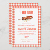 赤素朴ギンガムI do BBQ婚約パーティ 招待状 (正面/裏面)