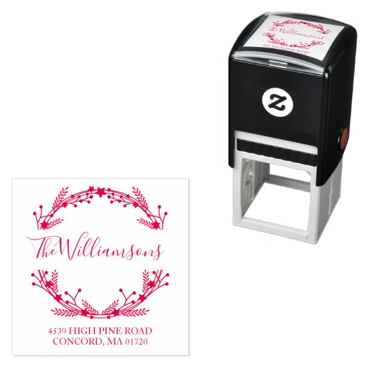 赤素朴クリスマスリース名差出人住所 セルフインキングスタンプ (インサイチュ)