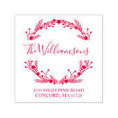 赤素朴クリスマスリース名差出人住所 セルフインキングスタンプ (デザイン)