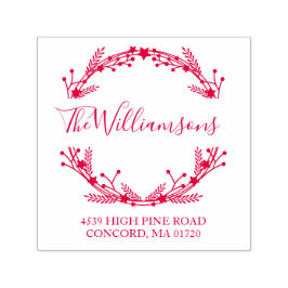 赤素朴クリスマスリース名差出人住所 セルフインキングスタンプ