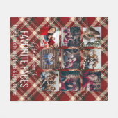 赤素朴タータンチェックPlaid 9パーソナライズされた写真 フリースブランケット (正面(横))