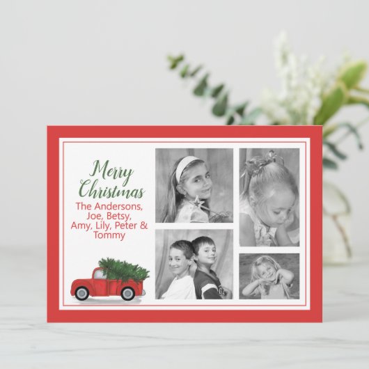 赤素朴トラックのクリスマスフォトカ数々のード シーズンカード (スタンド正面)