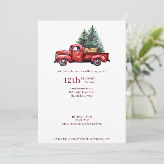 赤素朴トラック付きクリスマスファームハウスフランネル シーズンカード (スタンド正面)