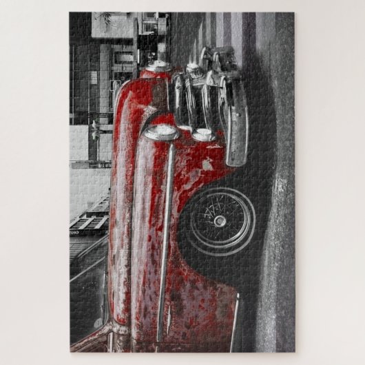 赤素朴トラック写真 ジグソーパズル (縦)