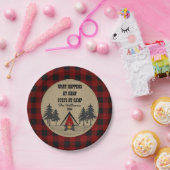 赤素朴バッファローチェックキャンプキャンプパーティー名 ペーパープレート (パーティー)