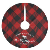 赤素朴バッファローチェックトナディアモノグラム ブラッシュドポリエステルツリースカート (正面)