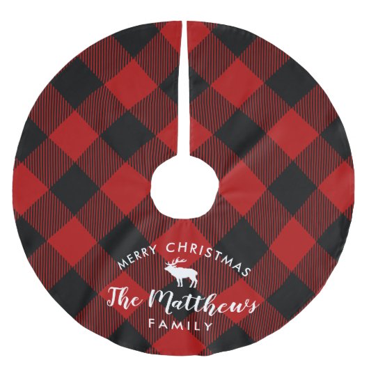 赤素朴バッファローチェックトナディアモノグラム ブラッシュドポリエステルツリースカート (正面)