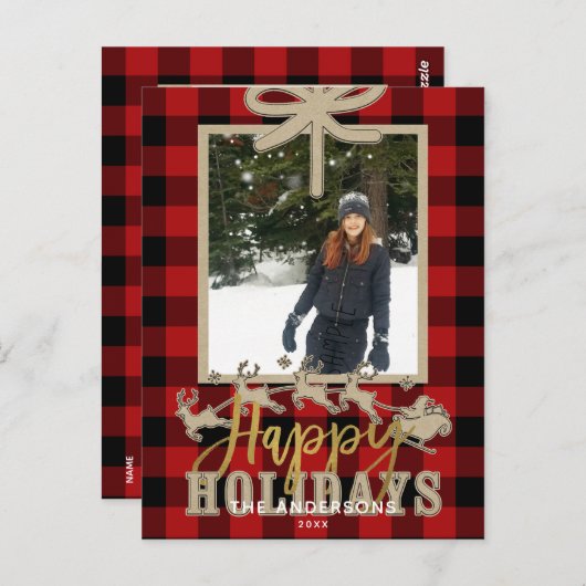 赤素朴バッファロープライドKraftトナカイ写真 ポストカード (正面/裏面)