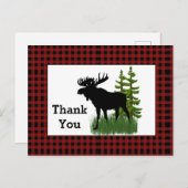赤素朴バッファロープレイドとムースありがとう ポストカード (正面/裏面)