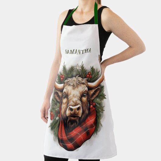 赤素朴バッファロープレイドファームハウス エプロン (インサイチュ)