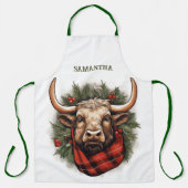 赤素朴バッファロープレイドファームハウス エプロン (正面)