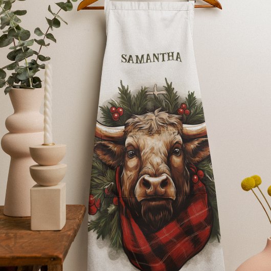 赤素朴バッファロープレイドファームハウス エプロン