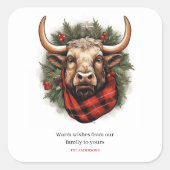 赤素朴バッファロープレイドファームハウス スクエアシール (正面)