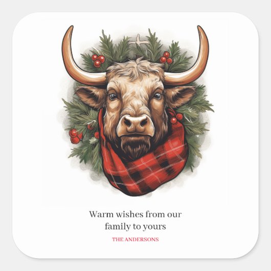 赤素朴バッファロープレイドファームハウス スクエアシール (正面)