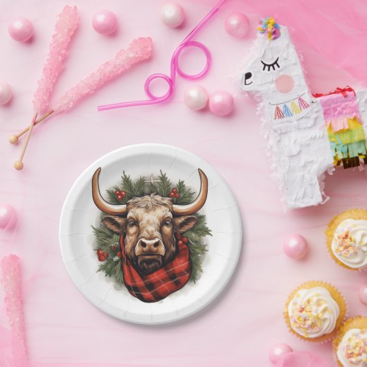 赤素朴バッファロープレイドファームハウス ペーパープレート (パーティー)