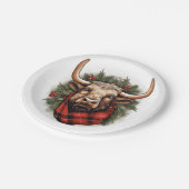 赤素朴バッファロープレイドファームハウス ペーパープレート (アングル)