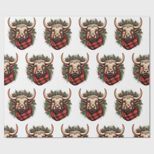 赤素朴バッファロープレイドファームハウス ラッピングペーパー (フラット)
