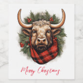 赤素朴バッファロープレイドファームハウス ワインラベル (シングルラベル)