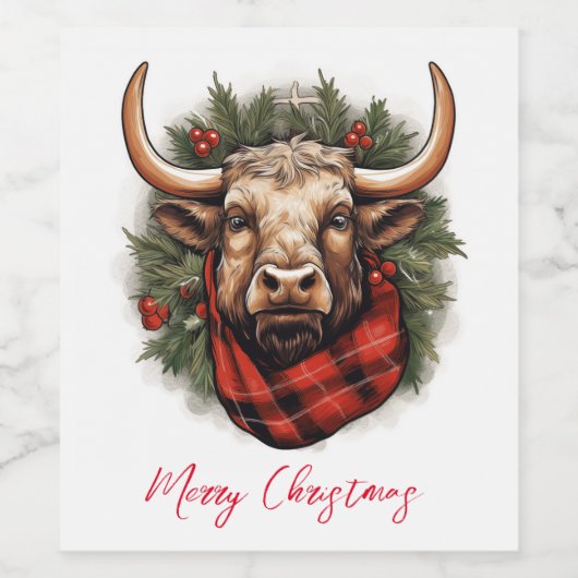 赤素朴バッファロープレイドファームハウス ワインラベル (シングルラベル)