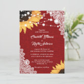 赤素朴バーラップレースひまわり結婚の 招待状 (スタンド正面)