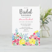 赤素朴ピンクフローラ水彩ブライダルシャワー 招待状 (スタンド正面)