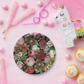 赤素朴ピンクフローラ緑ブカラフルラック ペーパープレート (パーティー)