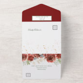 赤素朴ピンク&金ゴールドフローラディナー オールインワン招待状 (外側)