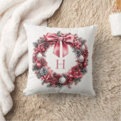 赤素朴フェスティバル水彩リースクリスマス クッション (ブランケット)