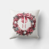 赤素朴フェスティバル水彩リースクリスマス クッション (裏面)