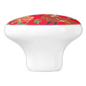 赤素朴フォーク美術動物花かわいいカラフル セラミックノブ (側面)