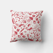 赤素朴フクロウ熊の鹿キツネウッドランドパターン クッション (裏面)