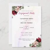 赤素朴フローラエレガント婚約パーティ 招待状 (正面)