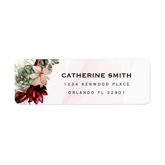 赤素朴フローラエレガント招待状 ラベル (正面)