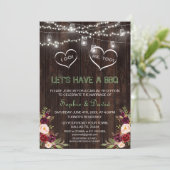 赤素朴フローラストリングライトウッドI do BBQ 招待状 (スタンド正面)