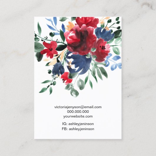 赤素朴フローラロゴジュエリーイヤリングのネックレス 名刺 (裏面)